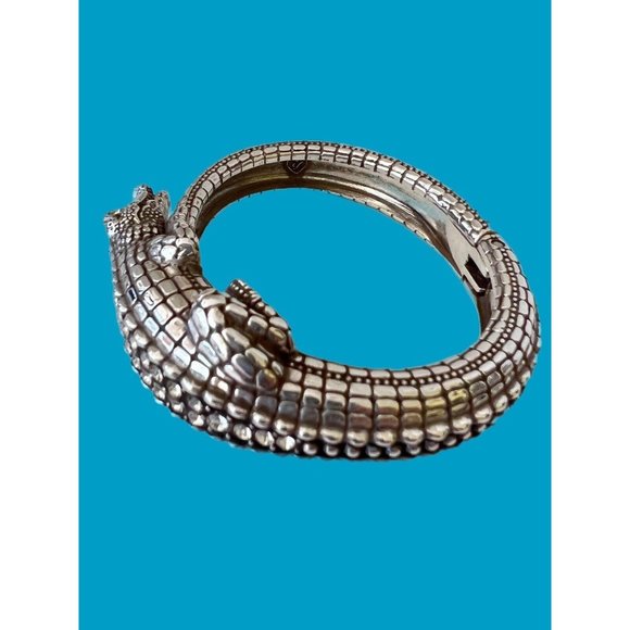 BRIGHTON Later Gator Alligator Swarovski Crystal Bracelet Clamper Bangle - Picture 3 of 6